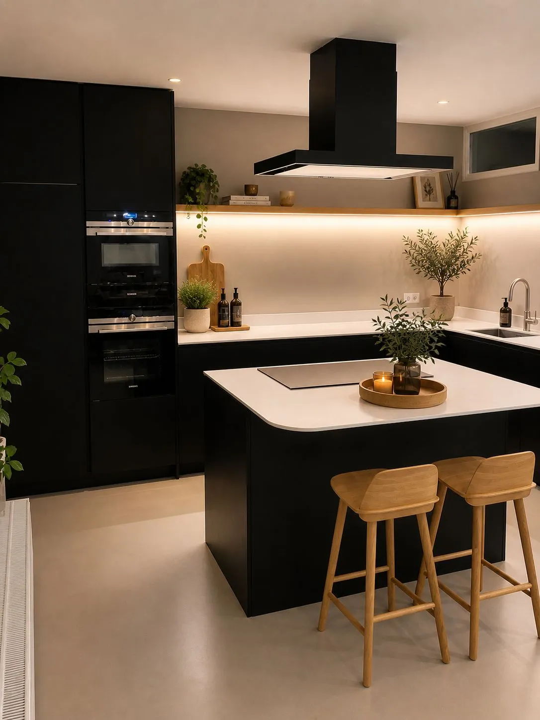 Keuken in zwart met eiland